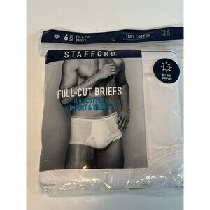 Stafford Underwear Size 36 White Briefs JC Penney Full Cut 6 Pack SEALED Vtg